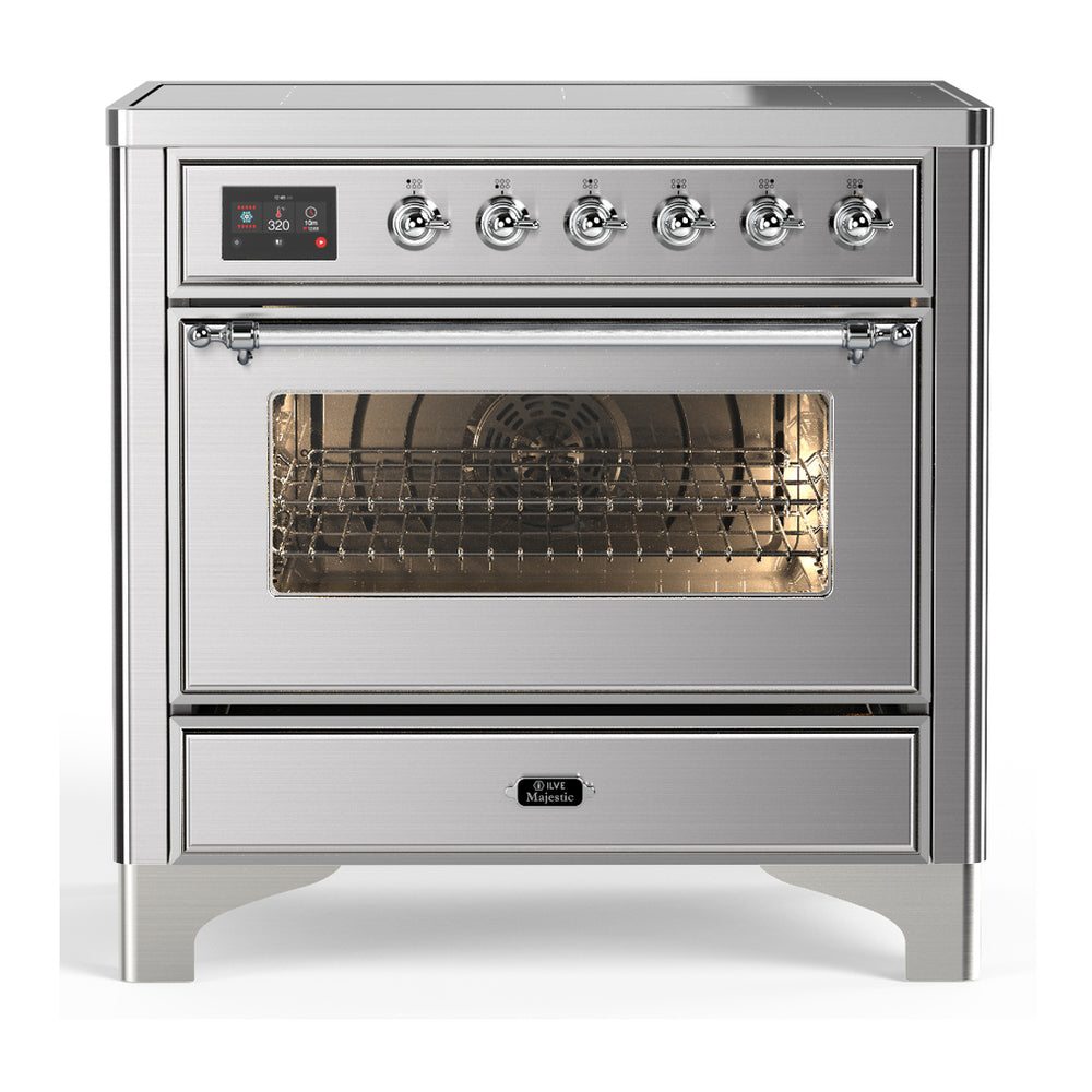 ILVE Majestic III 36" Stainless Steel Induction Range with 6 Elements Triple Glass Door