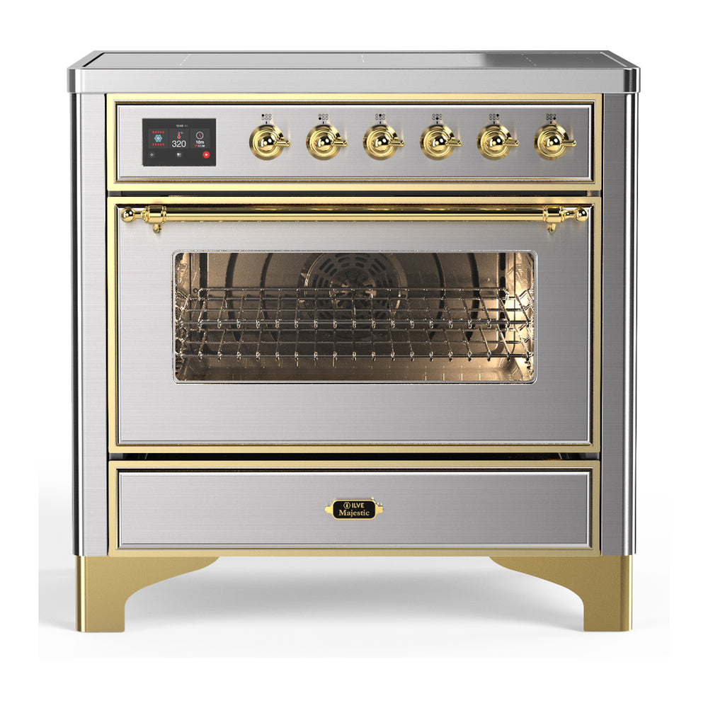 ILVE Majestic III 36" Stainless Steel Induction Range with 6 Elements Triple Glass Door