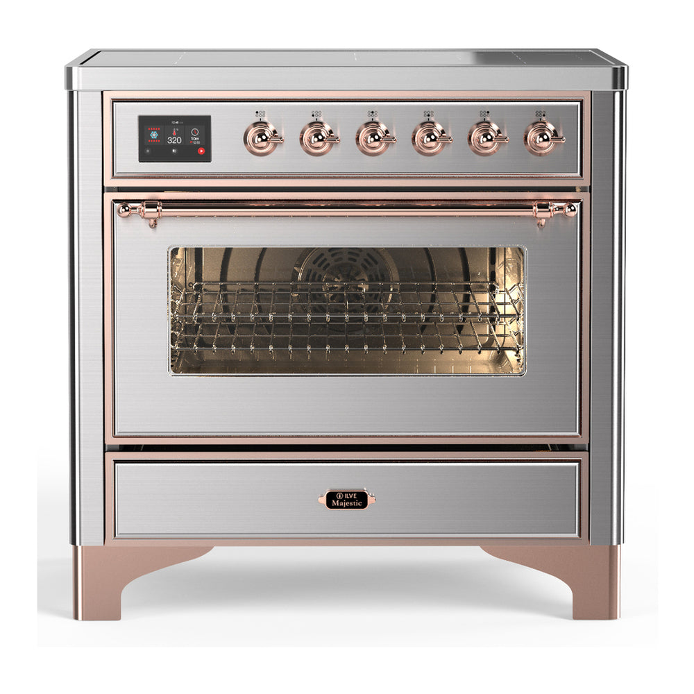 ILVE Majestic III 36" Stainless Steel Induction Range with 6 Elements Triple Glass Door
