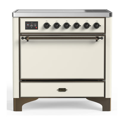ILVE Majestic III 36" Antique White Induction Range with 6 Elements Solid Door