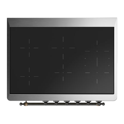 ILVE Majestic III 36" Antique White Induction Range with 6 Elements Solid Door