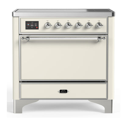 ILVE Majestic III 36" Antique White Induction Range with 6 Elements Solid Door