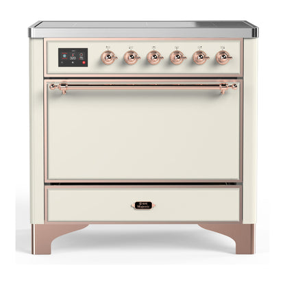 ILVE Majestic III 36" Antique White Induction Range with 6 Elements Solid Door