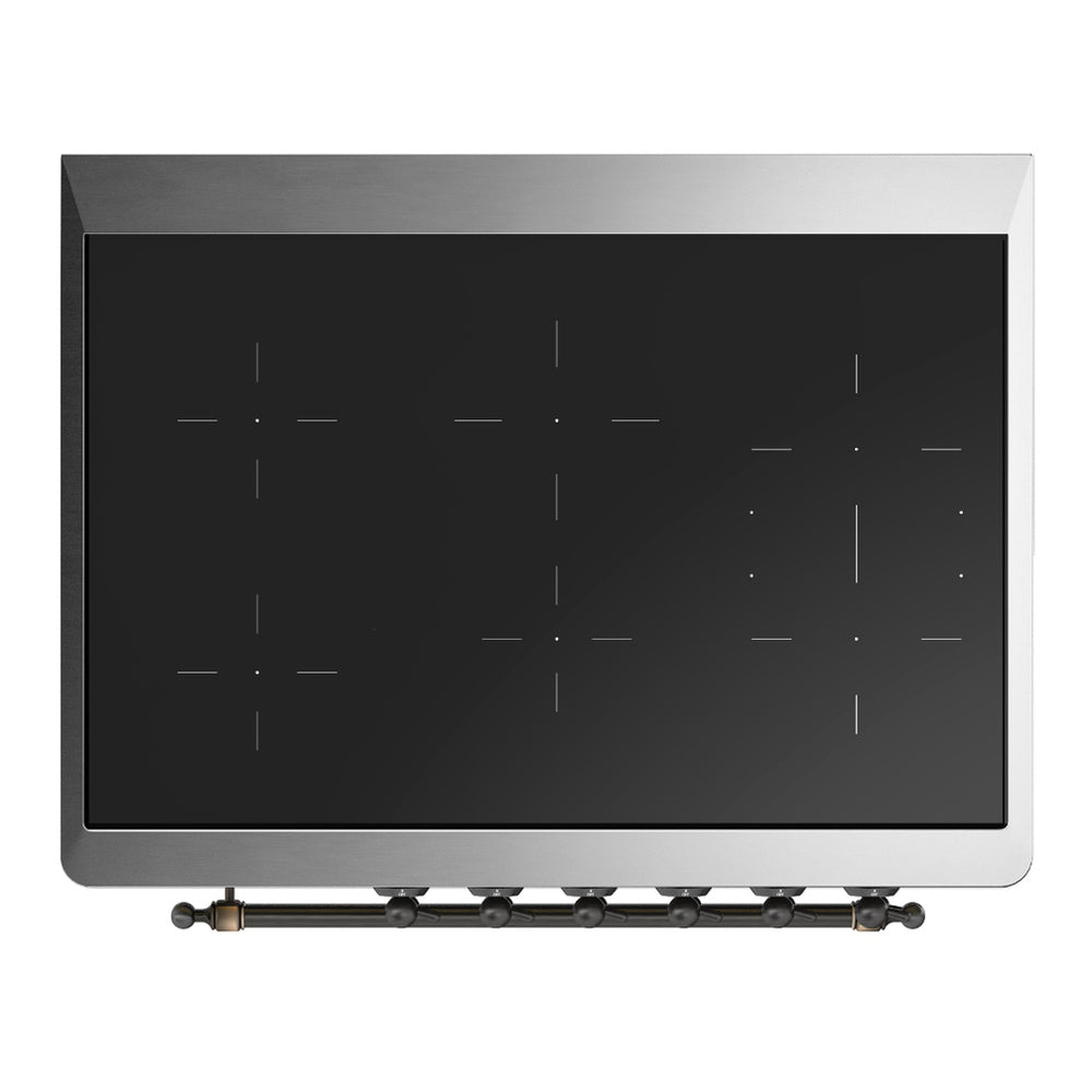 ILVE Majestic III 36" Blue Grey Induction Range with 6 Elements Solid Door