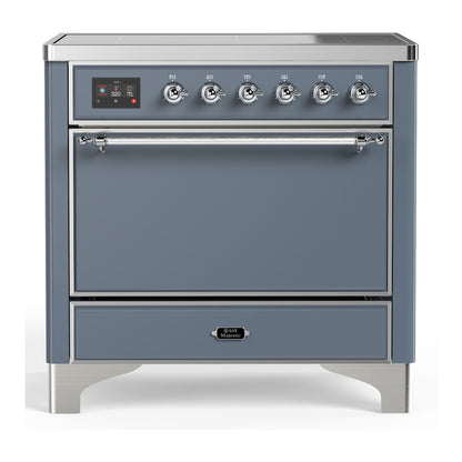 ILVE Majestic III 36" Blue Grey Induction Range with 6 Elements Solid Door