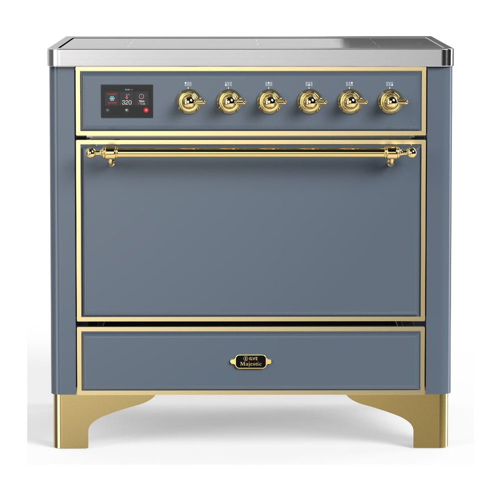 ILVE Majestic III 36" Blue Grey Induction Range with 6 Elements Solid Door