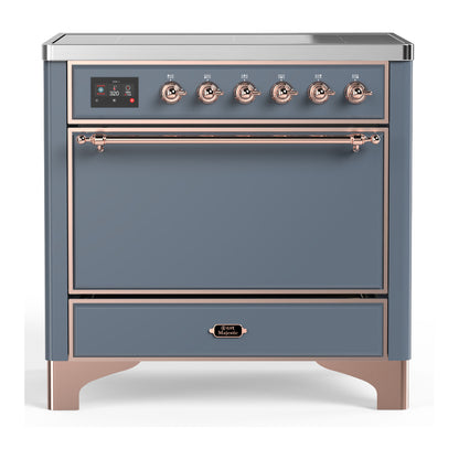 ILVE Majestic III 36" Blue Grey Induction Range with 6 Elements Solid Door