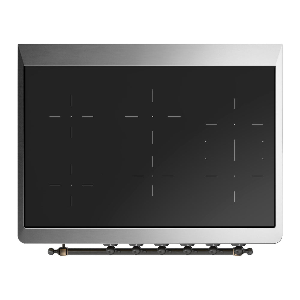ILVE Majestic III 36" Burgundy Induction Range with 6 Elements Solid Door