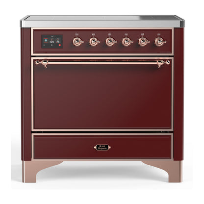 ILVE Majestic III 36" Burgundy Induction Range with 6 Elements Solid Door