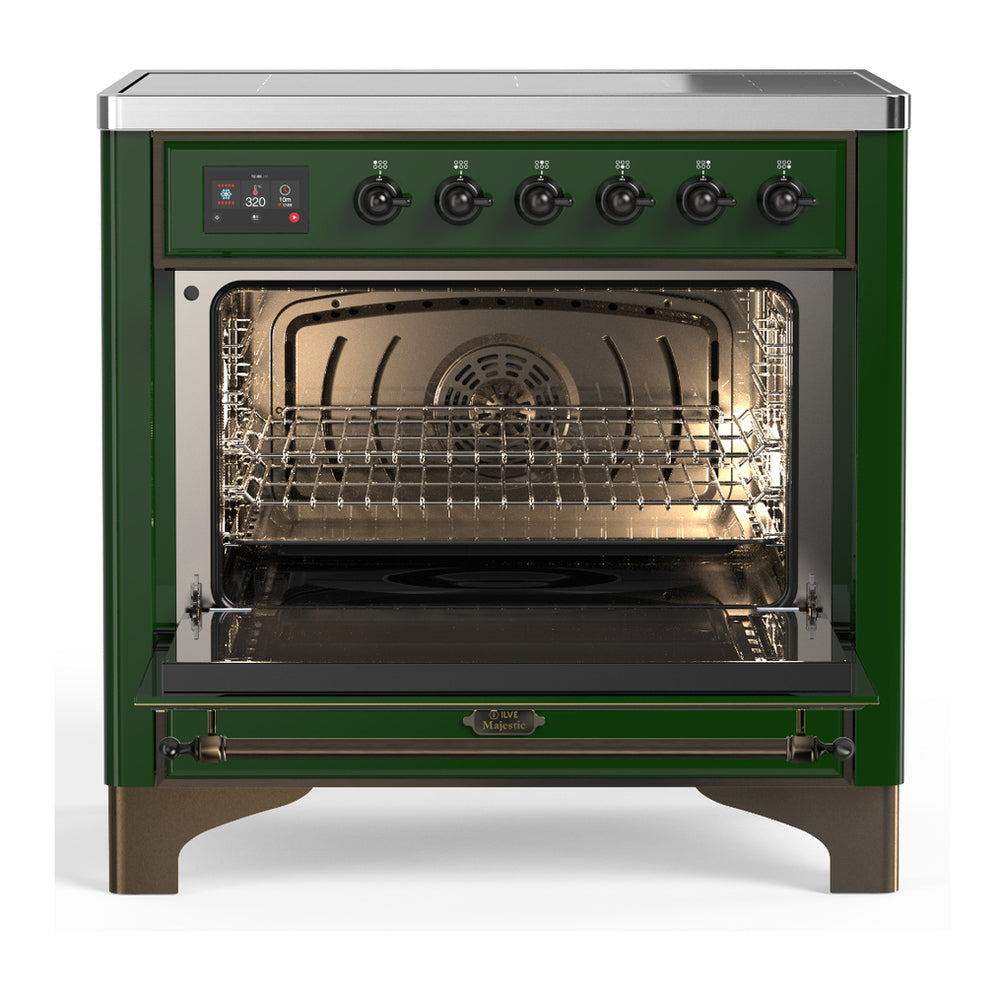 ILVE Majestic III 36" Emerald Green Induction Range with 6 Elements Solid Door