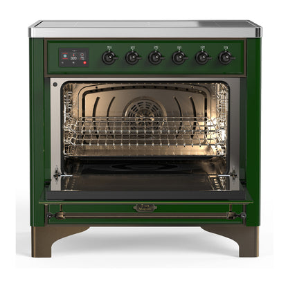 ILVE Majestic III 36" Emerald Green Induction Range with 6 Elements Solid Door