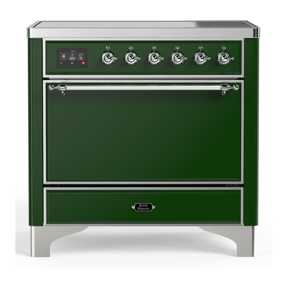 ILVE Majestic III 36" Emerald Green Induction Range with 6 Elements Solid Door