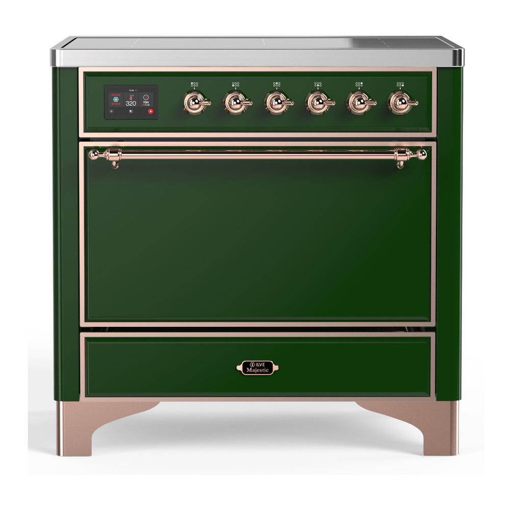 ILVE Majestic III 36" Emerald Green Induction Range with 6 Elements Solid Door