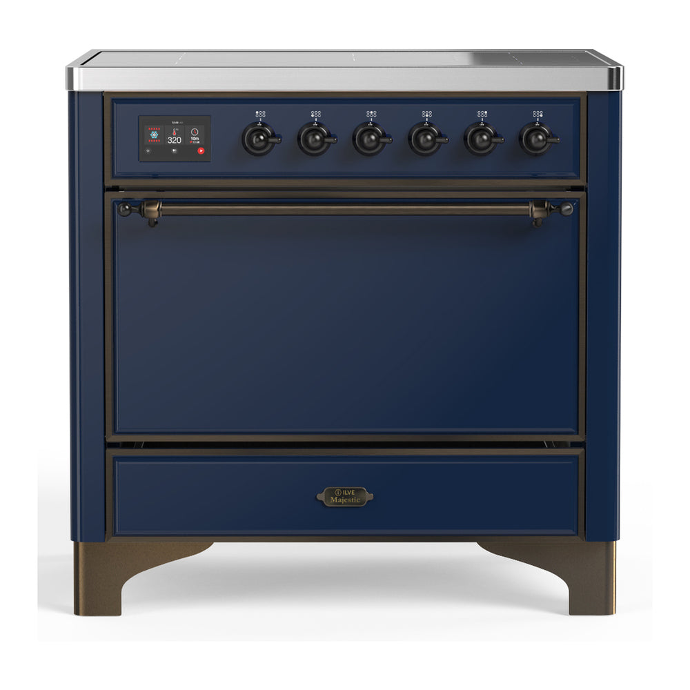 ILVE Majestic III 36" Midnight Blue Induction Range with 6 Elements Solid Door