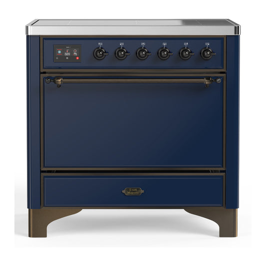 ILVE Majestic III 36" Midnight Blue Induction Range with 6 Elements Solid Door