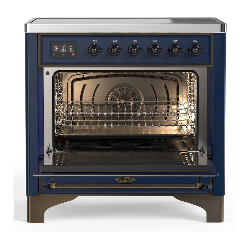 ILVE Majestic III 36" Midnight Blue Induction Range with 6 Elements Solid Door