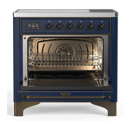 ILVE Majestic III 36" Midnight Blue Induction Range with 6 Elements Solid Door