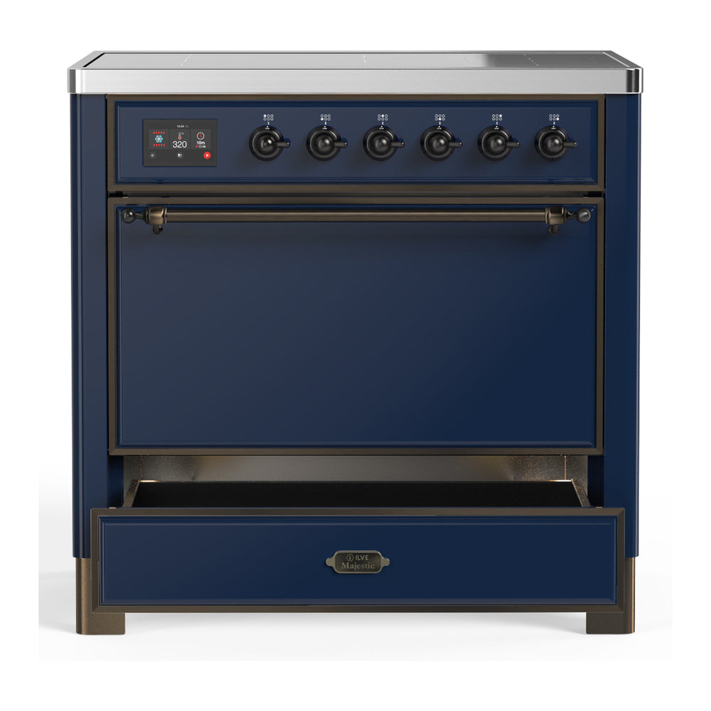 ILVE Majestic III 36" Midnight Blue Induction Range with 6 Elements Solid Door