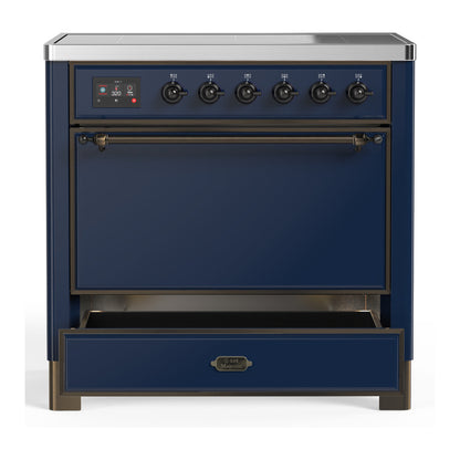 ILVE Majestic III 36" Midnight Blue Induction Range with 6 Elements Solid Door