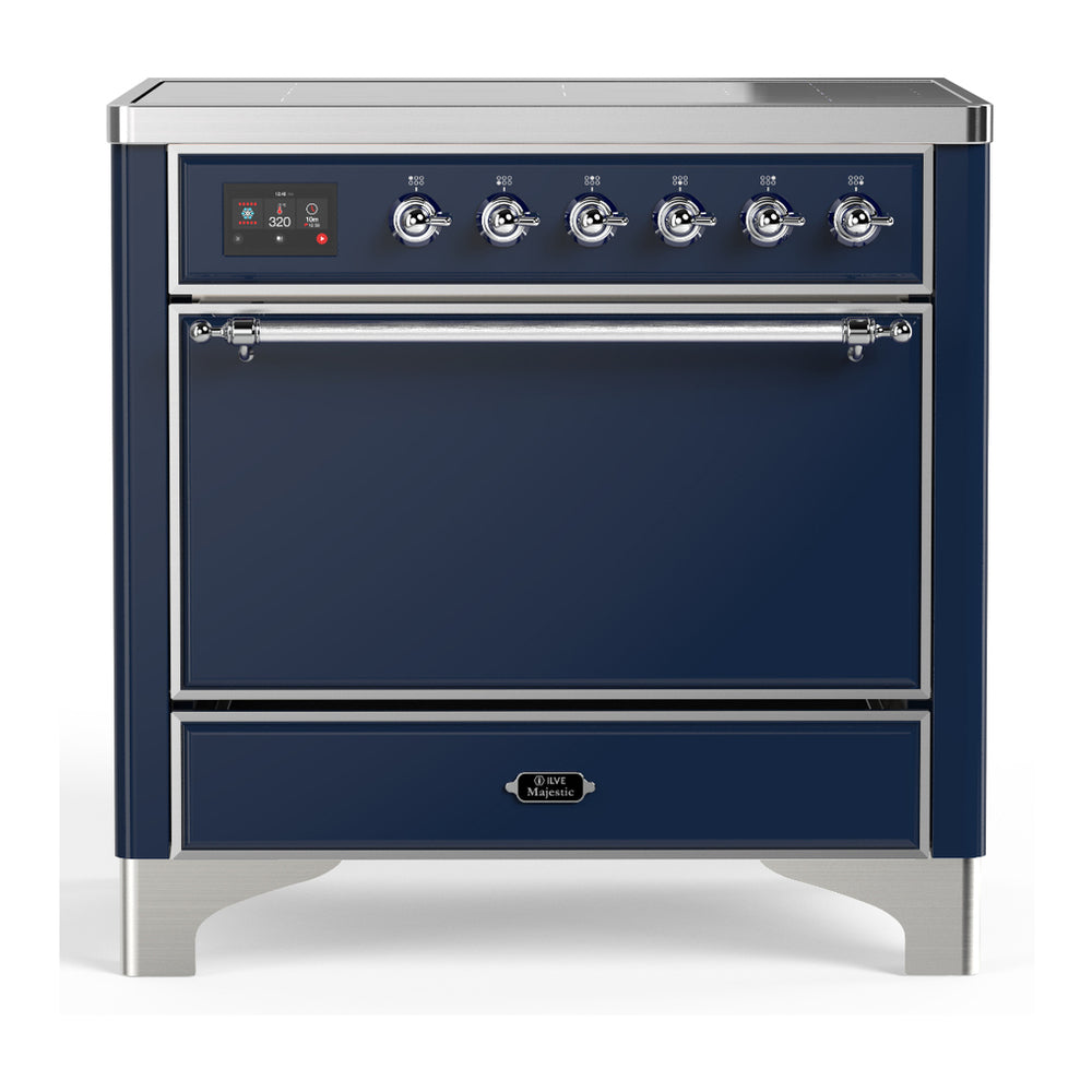ILVE Majestic III 36" Midnight Blue Induction Range with 6 Elements Solid Door