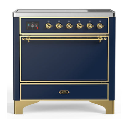 ILVE Majestic III 36" Midnight Blue Induction Range with 6 Elements Solid Door