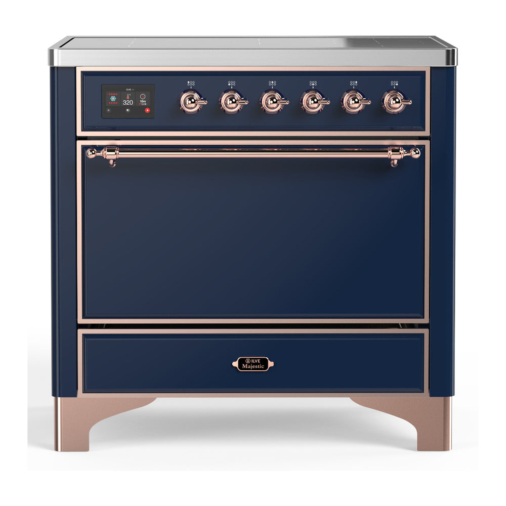 ILVE Majestic III 36" Midnight Blue Induction Range with 6 Elements Solid Door