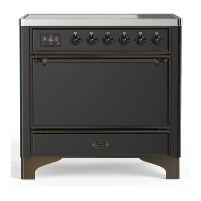 ILVE Majestic III 36" Graphite Matte Induction Range with 6 Elements Solid Door