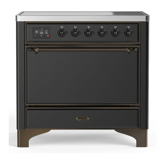 ILVE Majestic III 36" Graphite Matte Induction Range with 6 Elements Solid Door