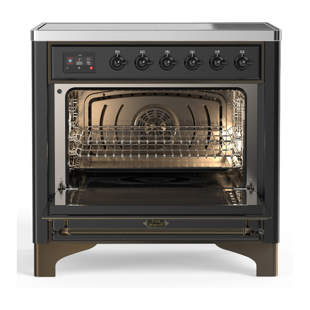 ILVE Majestic III 36" Graphite Matte Induction Range with 6 Elements Solid Door
