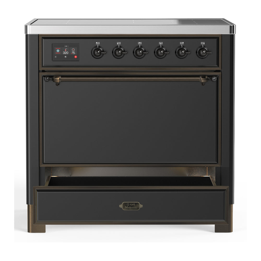 ILVE Majestic III 36" Graphite Matte Induction Range with 6 Elements Solid Door