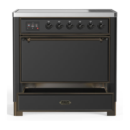ILVE Majestic III 36" Graphite Matte Induction Range with 6 Elements Solid Door