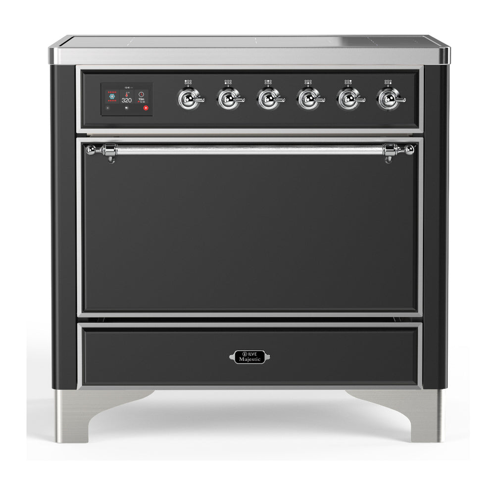 ILVE Majestic III 36" Graphite Matte Induction Range with 6 Elements Solid Door