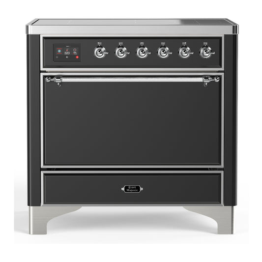 ILVE Majestic III 36" Graphite Matte Induction Range with 6 Elements Solid Door