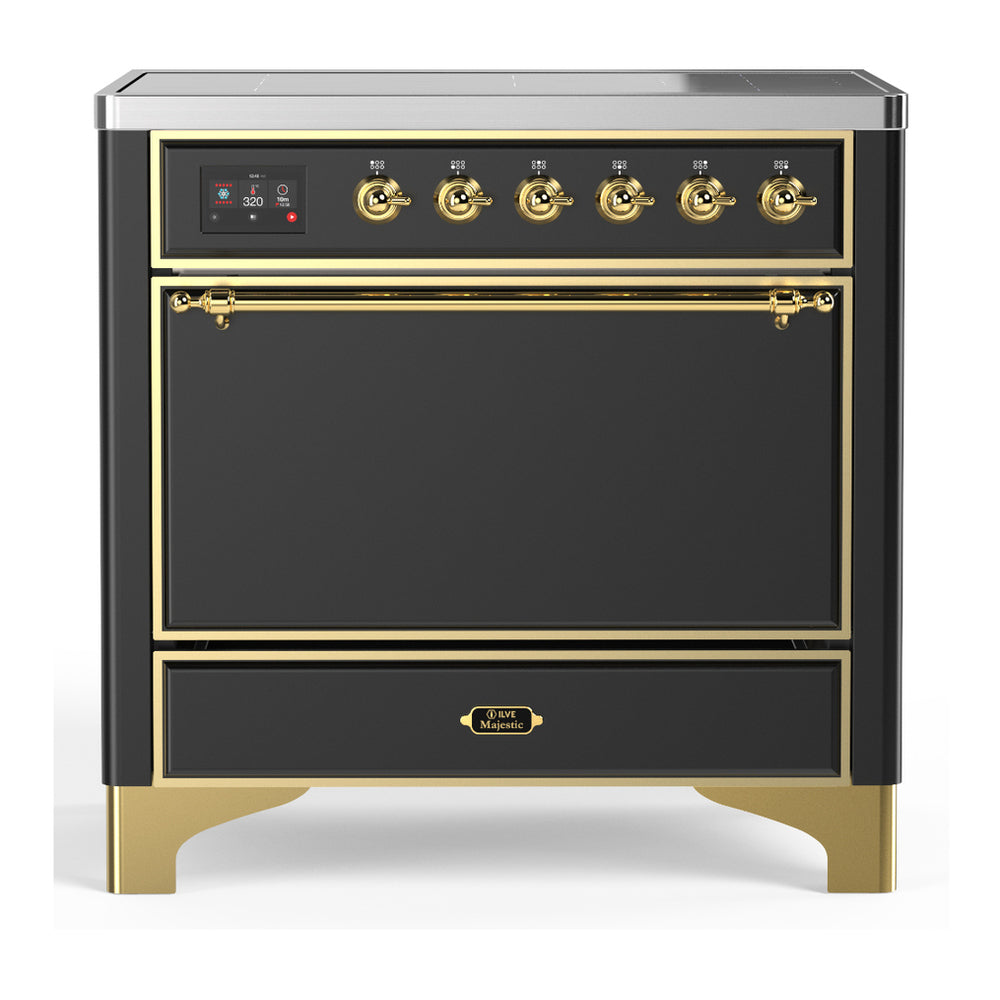 ILVE Majestic III 36" Graphite Matte Induction Range with 6 Elements Solid Door