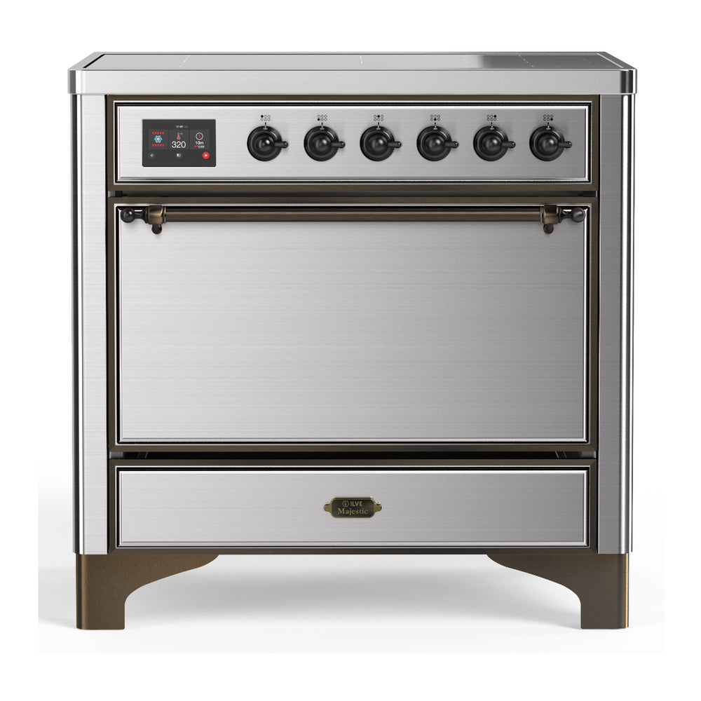 ILVE Majestic III 36" Stainless Steel Induction Range with 6 Elements Solid Door