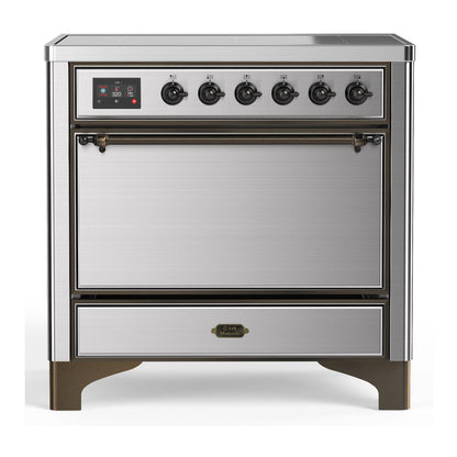 ILVE Majestic III 36" Stainless Steel Induction Range with 6 Elements Solid Door