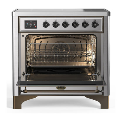 ILVE Majestic III 36" Stainless Steel Induction Range with 6 Elements Solid Door