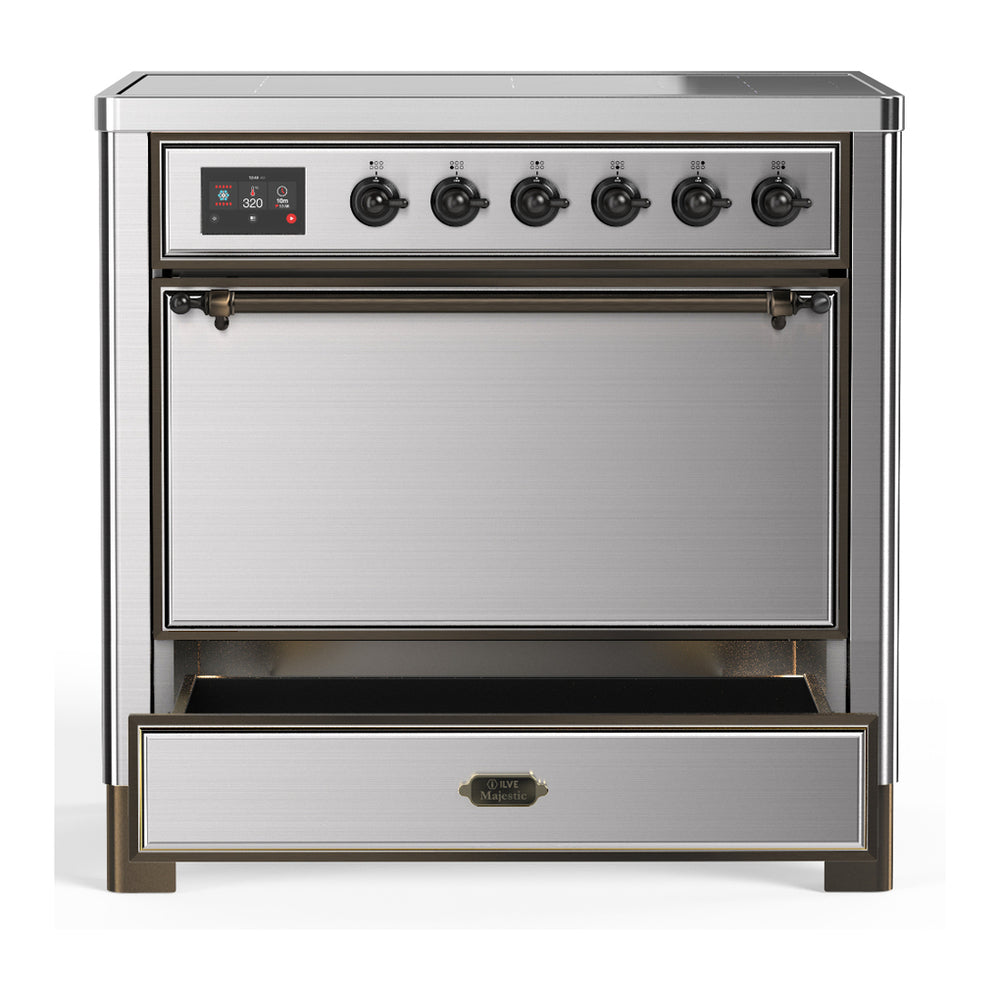 ILVE Majestic III 36" Stainless Steel Induction Range with 6 Elements Solid Door