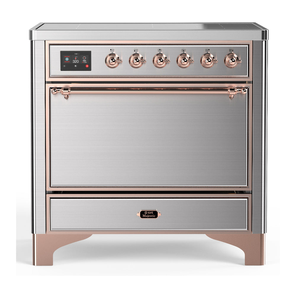 ILVE Majestic III 36" Stainless Steel Induction Range with 6 Elements Solid Door