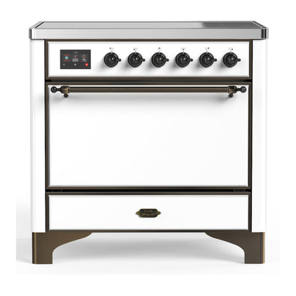 ILVE Majestic III 36" White Induction Range with 6 Elements Solid Door