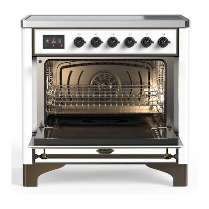 ILVE Majestic III 36" White Induction Range with 6 Elements Solid Door