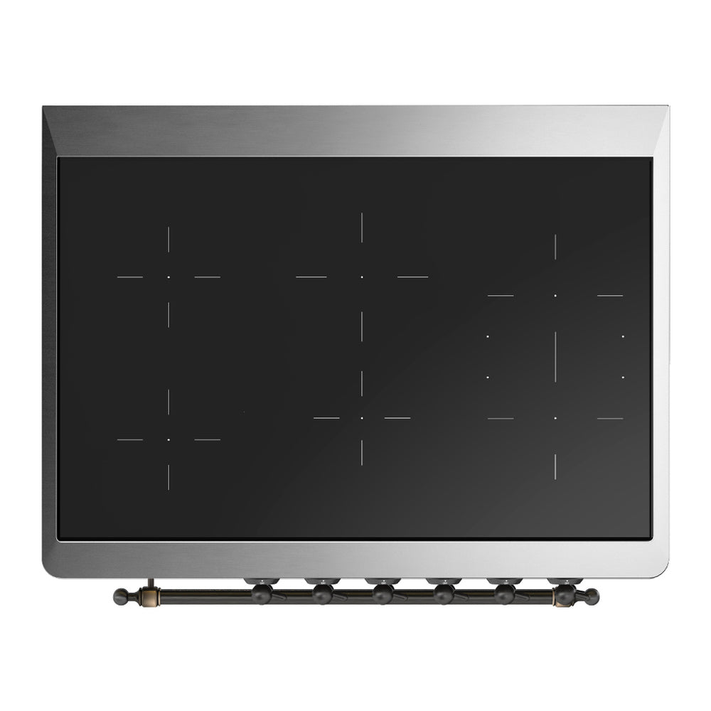 ILVE Majestic III 36" White Induction Range with 6 Elements Solid Door