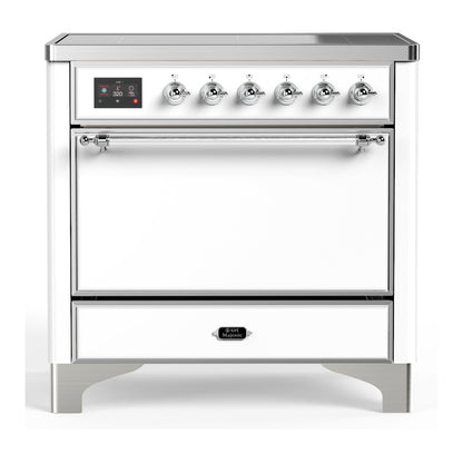 ILVE Majestic III 36" White Induction Range with 6 Elements Solid Door