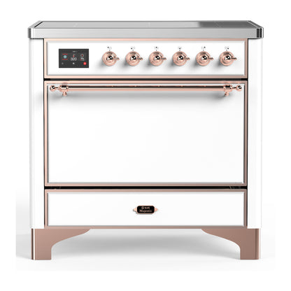 ILVE Majestic III 36" White Induction Range with 6 Elements Solid Door