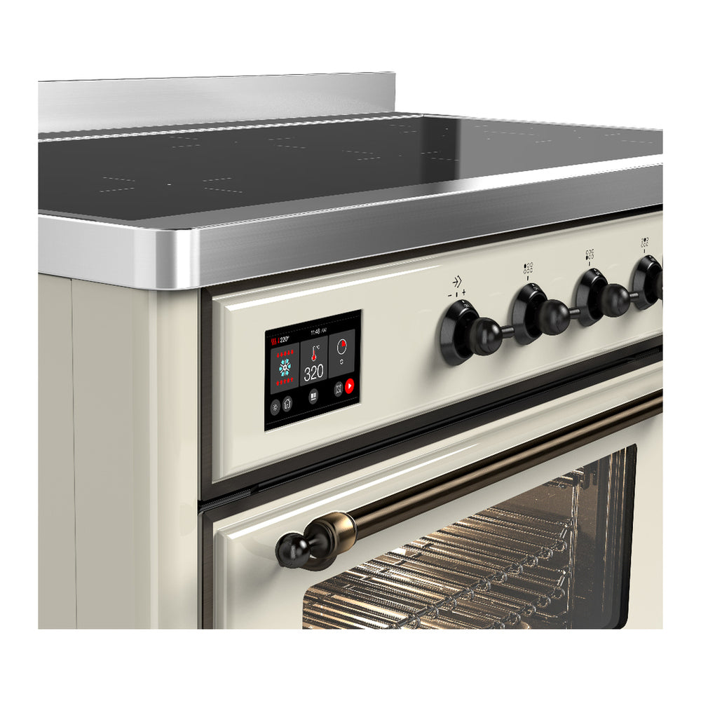 ILVE Majestic III 48" Antique White Induction Range with 6 Elements Triple Glass Door