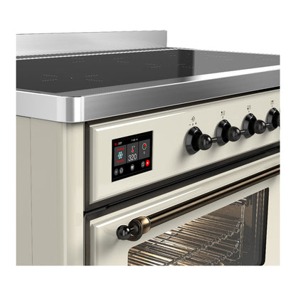 ILVE Majestic III 48" Antique White Induction Range with 6 Elements Triple Glass Door