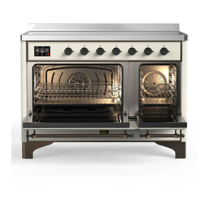 ILVE Majestic III 48" Antique White Induction Range with 6 Elements Triple Glass Door