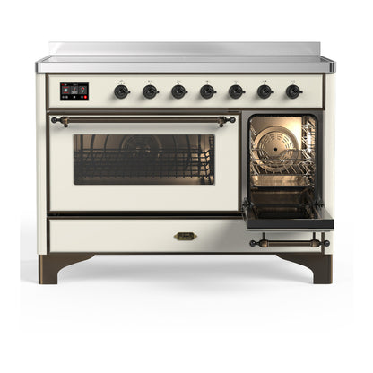 ILVE Majestic III 48" Antique White Induction Range with 6 Elements Triple Glass Door