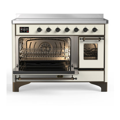 ILVE Majestic III 48" Antique White Induction Range with 6 Elements Triple Glass Door