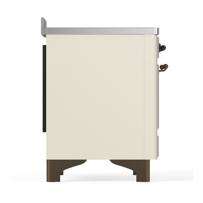 ILVE Majestic III 48" Antique White Induction Range with 6 Elements Triple Glass Door